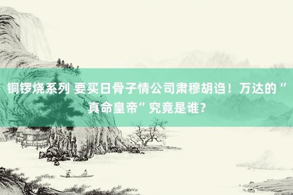 铜锣烧系列 要买日骨子情公司肃穆胡诌！万达的“真命皇帝”究竟是谁？